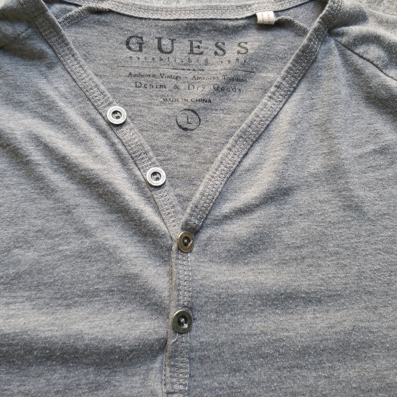 Men's Light Gray Guess Shirt with Writing Graphic - Picture 3 of 6